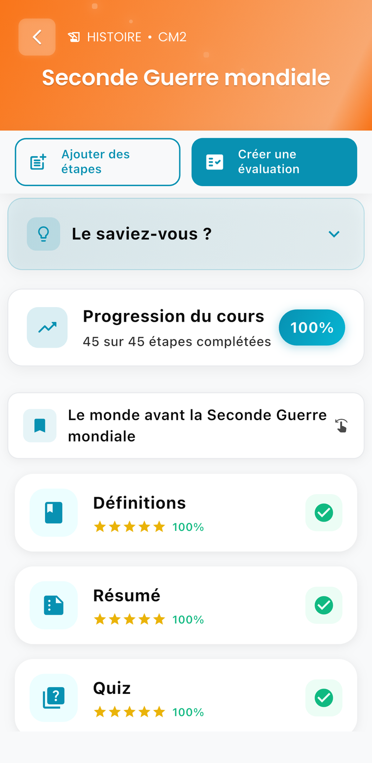 Un cours d’histoire scanné, avec définitions, résumé et quiz générés