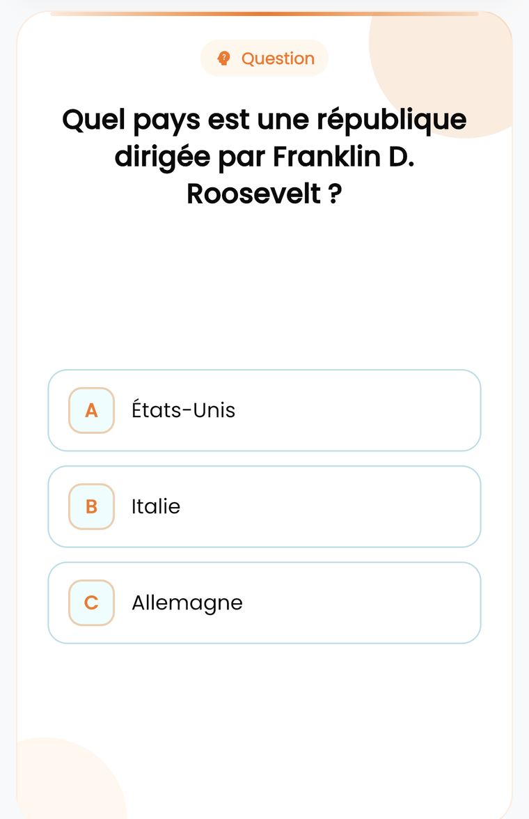 Question à choix multiples sur les dirigeants de 1939
