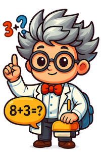 Le professeur Revizoo posant un calcul mental : 8 + 3 = ?